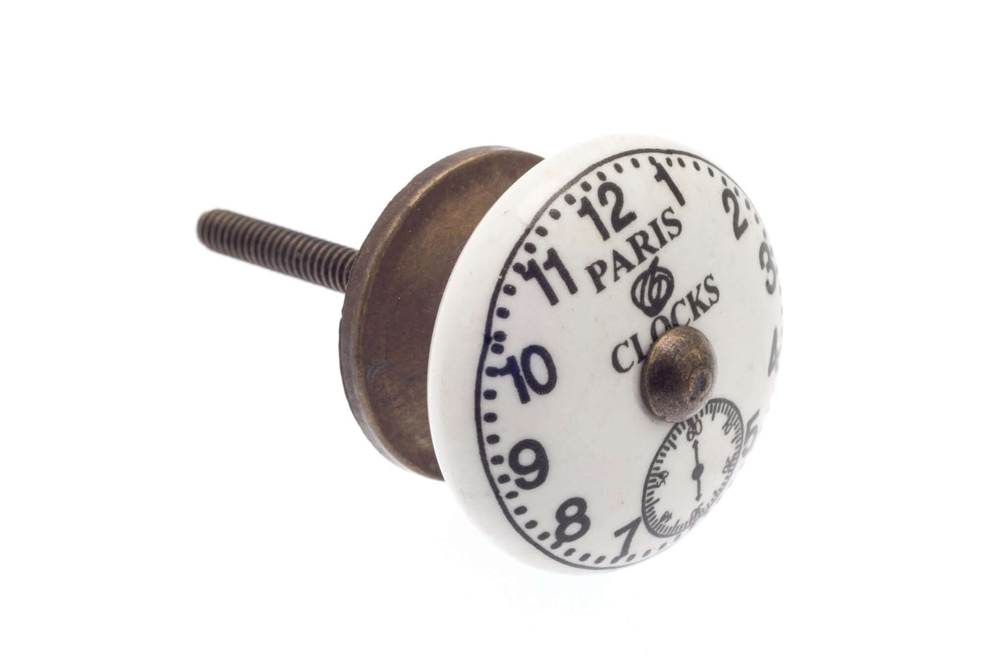 Ceramic Cupboard Knobs - Ceramic Cupboard Knob 'Paris' Clockface B&W 38mm (MT-87-AB)