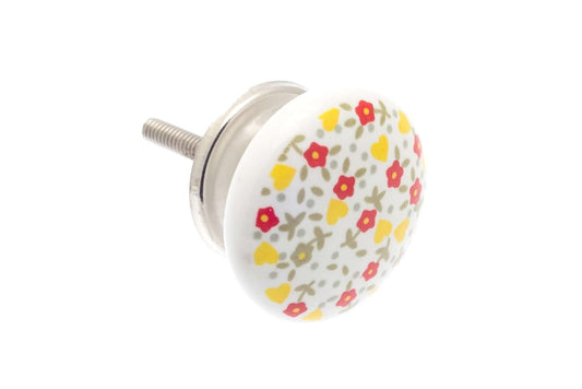 Ceramic Cupboard Knobs - Ceramic Knob 'Cottage Garden' 38mm (MT-376)