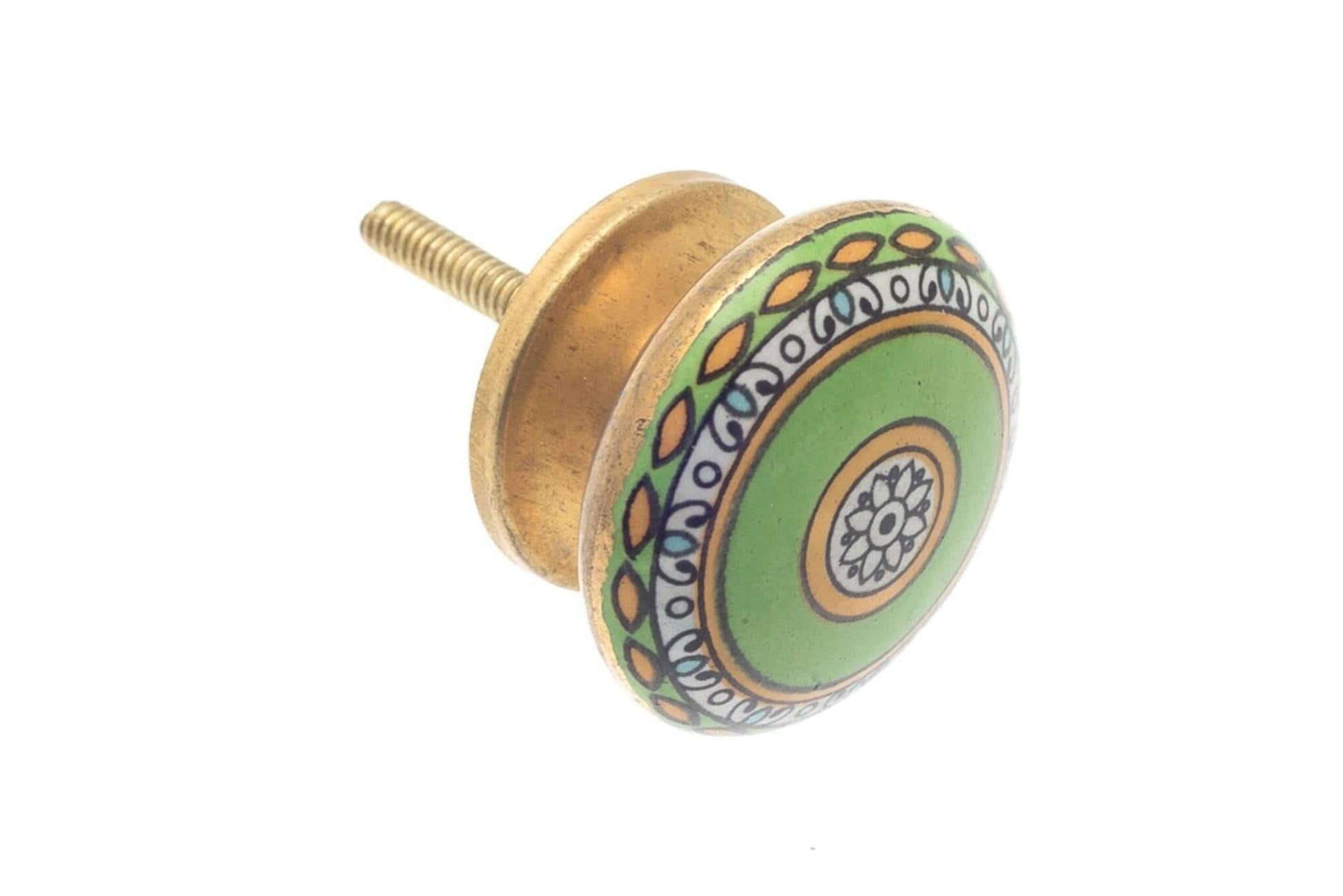 Ceramic Cupboard Knobs - Ceramic Knob Moroccan Mosaic Green 38mm (MT-215)