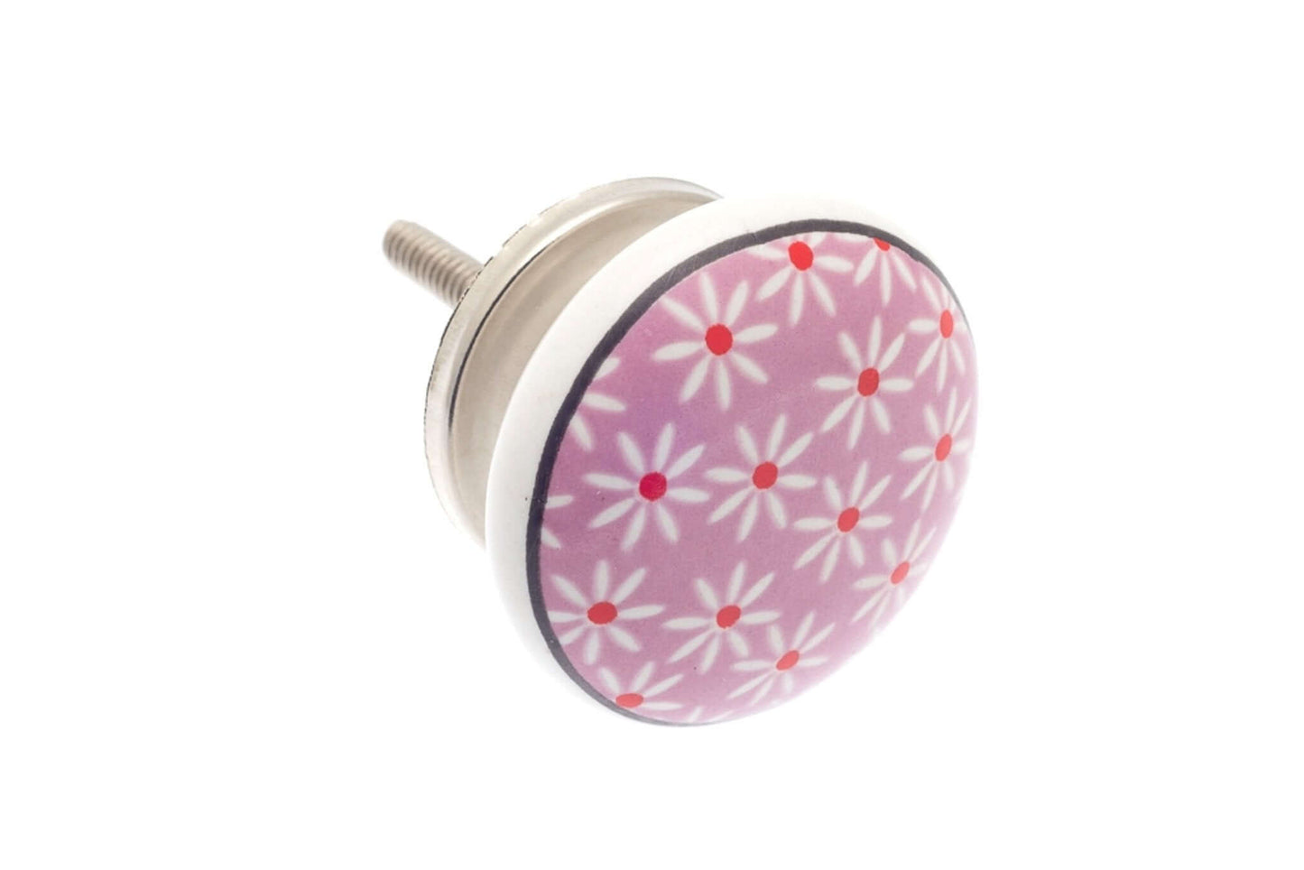 Ceramic Cupboard Knobs - Ceramic Knob Pink Daisies 38mm (MT-387)