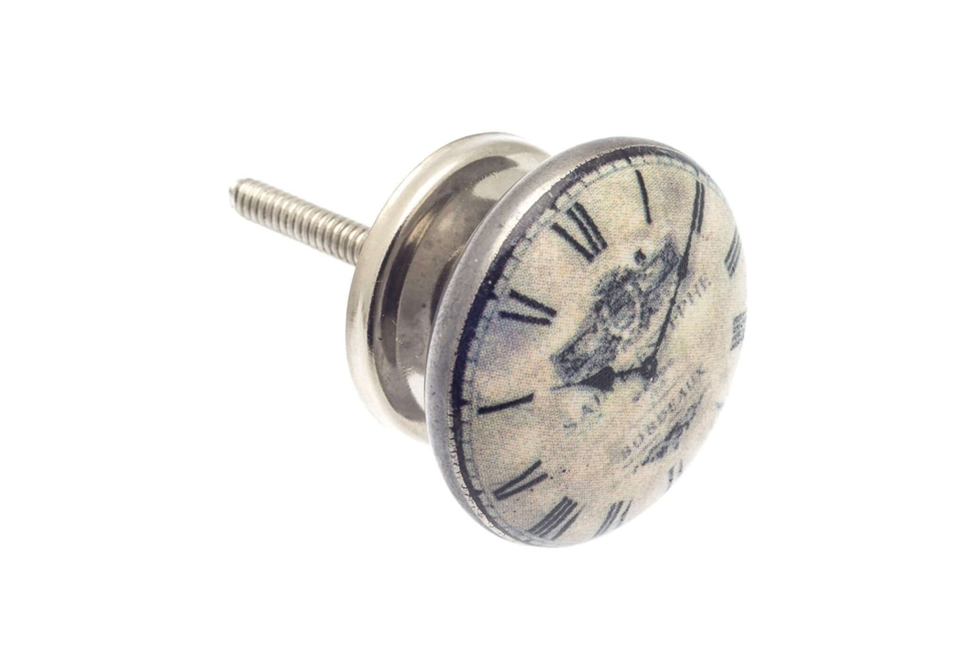 Ceramic Cupboard Knobs - Ceramic Knob 'St. Estephe' Vintage Clock 38mm (MT-375-ASL)