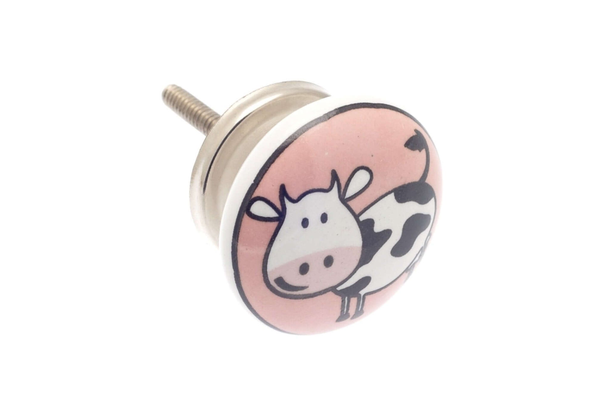Ceramic Cupboard Knobs - Disc Shaped Ceramic Cupboard Knob 'Moo Cow' 38mm (MT-71)