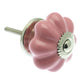 Ceramic Cupboard Knobs - Flower Ceramic Knob Pink Chrome Cap & Base 42mm (MT-167-PNK-C)