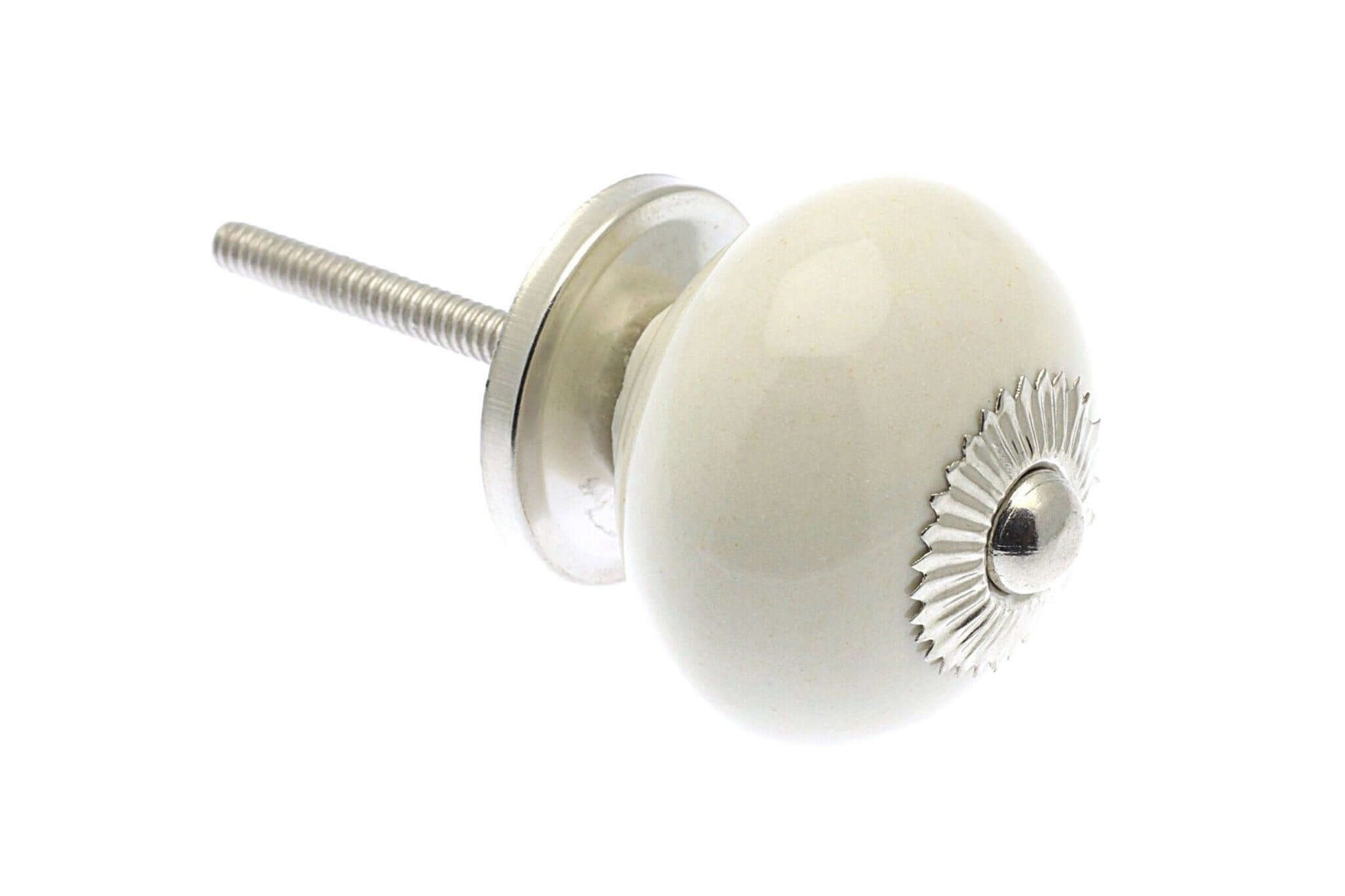 Ceramic Cupboard Knobs - Round Ceramic Knob Almond White 40mm (MT-358)