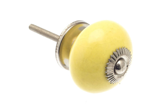 Ceramic Cupboard Knobs - Round Ceramic Knob Bright Yellow 40mm (MT-184-L)