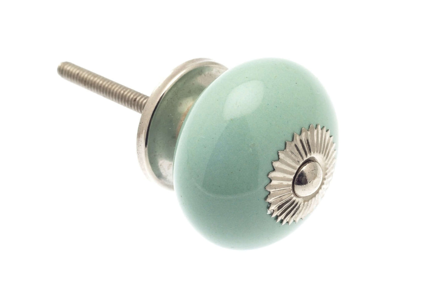 Ceramic Cupboard Knobs - Round Ceramic Knob Eau De Nil Green 40mm (MT-350)