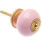 Ceramic Cupboard Knobs - Round Ceramic Knob Pale Pink 40mm Brass (MT-25-PNK-PB)