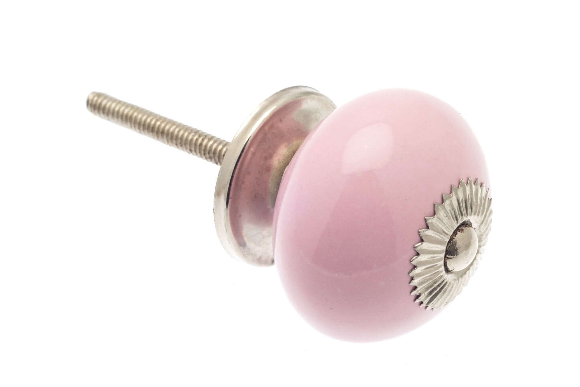 Ceramic Cupboard Knobs - Round Ceramic Knob Pale Pink 40mm Chrome (MT-25-PNK-C)