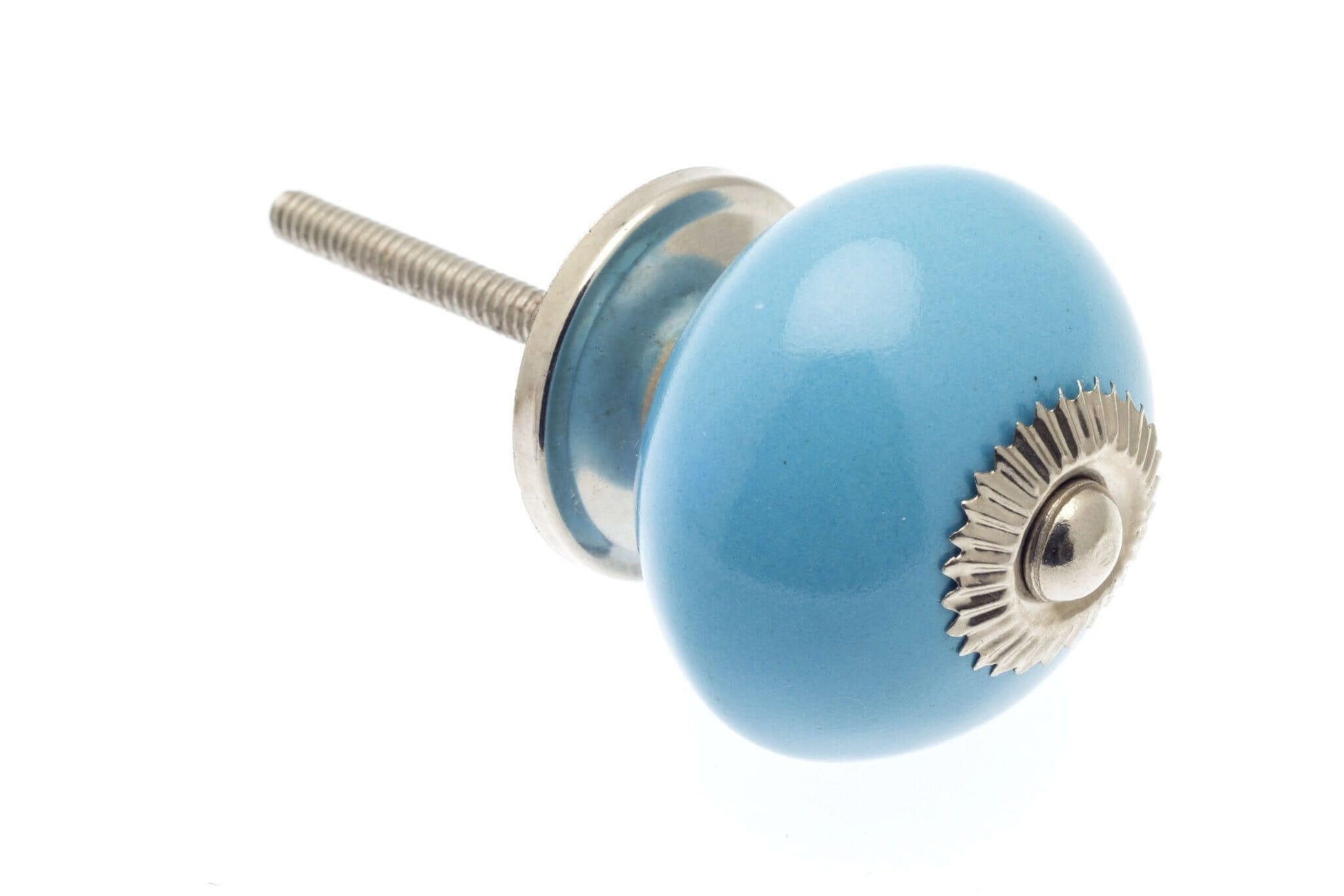 Ceramic Cupboard Knobs - Round Ceramic Knob Powder Blue 40mm (MT-25-BLE-C)