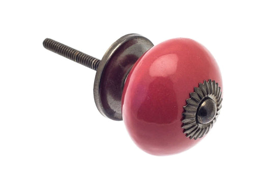 Ceramic Cupboard Knobs - Round Ceramic Knob Ruby Red 40mm (MT-183)