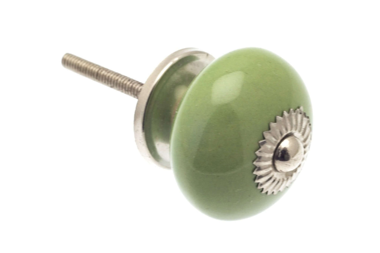 Ceramic Cupboard Knobs - Round Ceramic Knob Sage Green 40mm (MT-210)