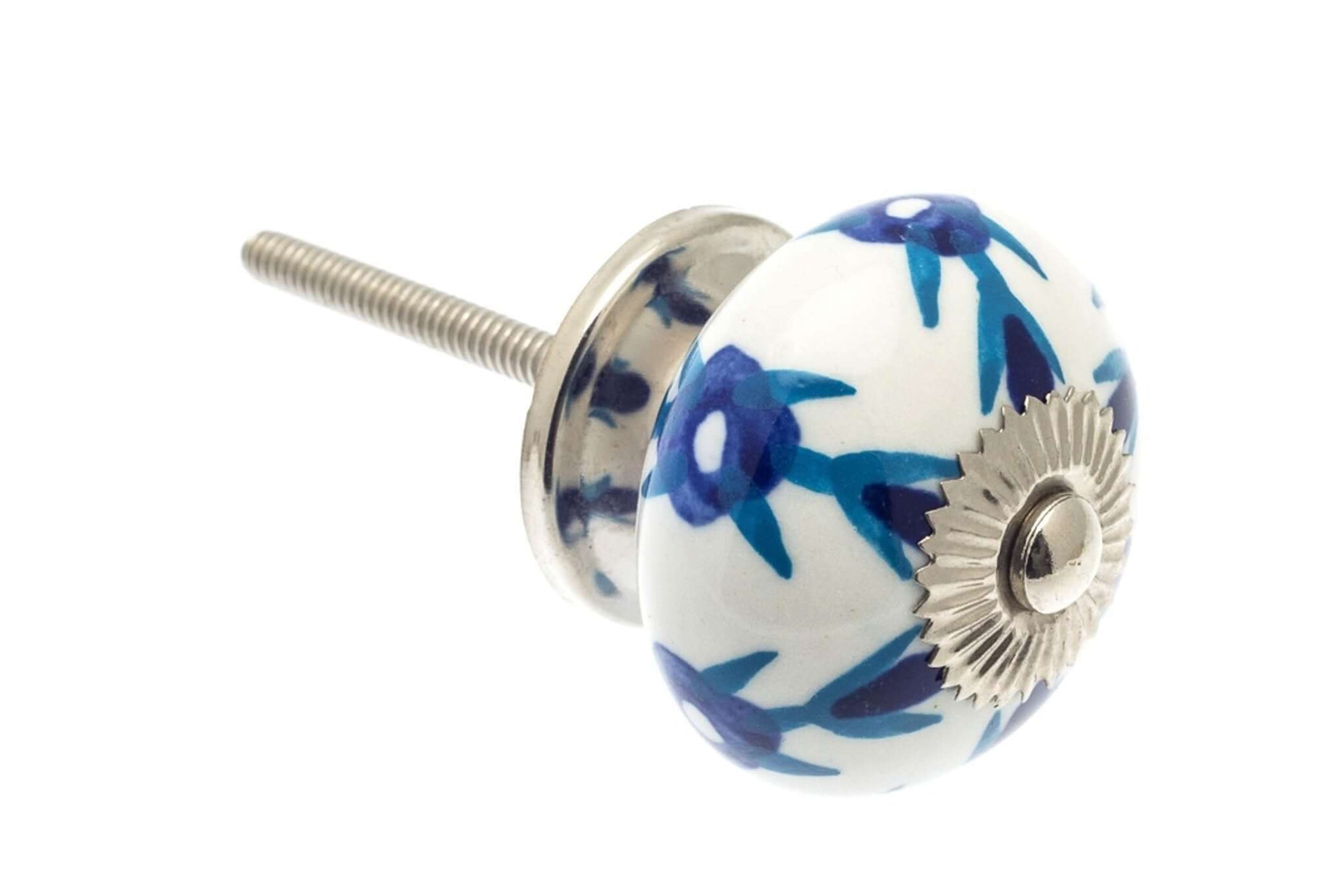 Ceramic Cupboard Knobs - Round Ceramic Knob Turquoise & Blue 40mm (MT-253)