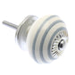 Ceramic Cupboard Knobs - Round Ceramic Knob White With Light Grey Stripes / Hoops 40mm (MT-349-L)