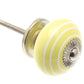 Ceramic Cupboard Knobs - Round Ceramic Knob Yellow With White Stripes / Hoops 40mm (MT-342)