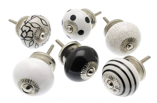 Cupboard Knobs - Set Of 6 Modern New York Style Ceramic Cupboard Knobs (MG-57)